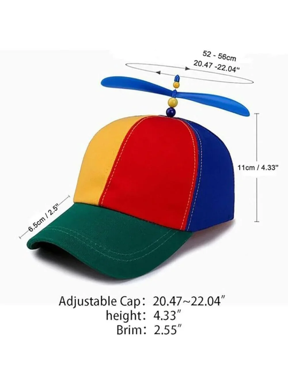 Colorful Adjustable Baseball Cap with Helicopter Propeller - Cute Snapback Hat